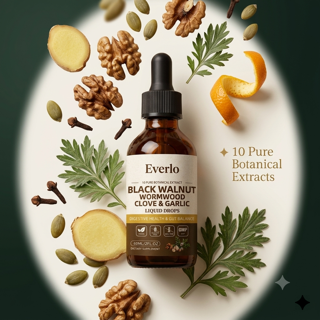 Everlo Digestive Support Drops – Black Walnut, Wormwood, Clove & Garlic